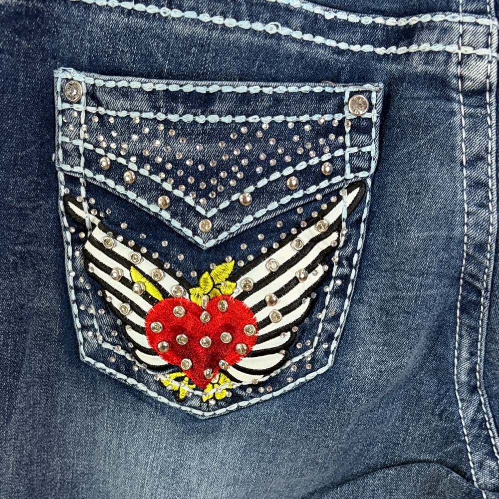 Sky Women's ,Low-Rise ,Boot Cut Jeans with Embellished Pockets,Size 13/31 - Picture 4 of 17